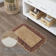 Burlap Natural w/ Burgundy Check Bathmat 20x30