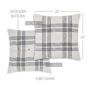 Black Plaid Fabric Euro Sham 26x26