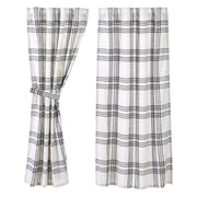 Black Plaid Short Panel Set of 2 63x36