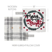 Black Plaid Merry & Bright Pillow Cover 18x18