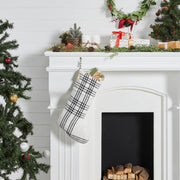 Wintergleam Black White Plaid Stocking 12x20