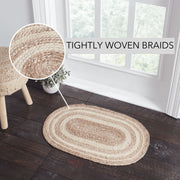 Natural & Creme Jute Rug Oval w/ Pad 20x30
