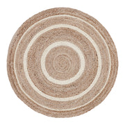 Natural & Creme Jute Rug w/ Pad 3ft Round