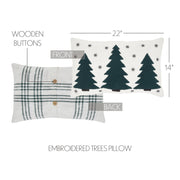 Pine Grove Plaid Embroidered Trees Pillow 14x22