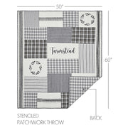 Sawyer Mill Black Stenciled Patchwork Throw 50x60