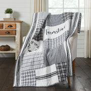 Sawyer Mill Black Stenciled Patchwork Throw 50x60