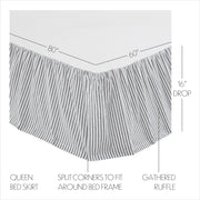 Sawyer Mill Black Ticking Stripe Queen Bed Skirt 60x80x16