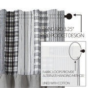 Sawyer Mill Black Short Panel with Attached Patchwork Valance Set of 2 63x36