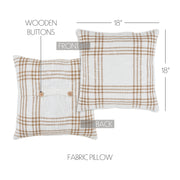 Wheat Plaid Fabric Pillow 18x18