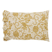 Dorset Gold Floral Ruffled Standard Pillow Case Set of 2 21x26+4