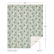 Dorset Green Floral Twin Quilt 68Wx86L