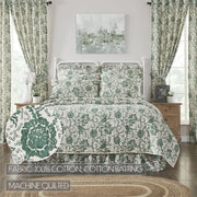 Dorset Green Floral Twin Quilt 68Wx86L