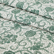 Dorset Green Floral Twin Quilt 68Wx86L