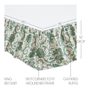 Dorset Green Floral King Bed Skirt 78x80x16