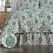 Dorset Green Floral Queen Bed Skirt 60x80x16