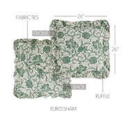 Dorset Green Floral Fabric Euro Sham 26x26