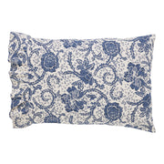 Dorset Navy Floral Ruffled Standard Pillow Case Set of 2 21x26+4