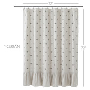Embroidered Bee Shower Curtain 72x72