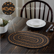 Black & Tan Jute Oval Placemat 12x18