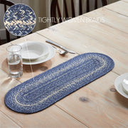 Great Falls Blue Jute Oval Runner 8x24