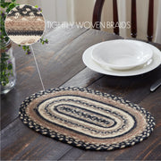 Sawyer Mill Charcoal Creme Jute Oval Placemat 10x15