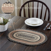 Sawyer Mill Charcoal Creme Jute Oval Placemat 12x18