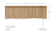 Tobacco Cloth Khaki Valance Fringed 16x72