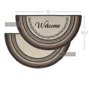 Floral Vine Jute Half Circle Welcome w/ Pad 19.5x36