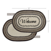 Floral Vine Jute Oval Rug Welcome w/ Pad 20x30