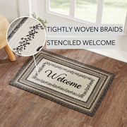 Floral Vine Jute Rug Rect Welcome w/ Pad 20x30