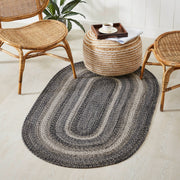 Sawyer Mill Black White Jute Rug Oval w/ Pad 36x60