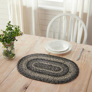 Sawyer Mill Black White Jute Oval Placemat 13x19