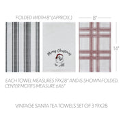 Annie Check Vintage Santa Tea Towel Set of 3 19x28