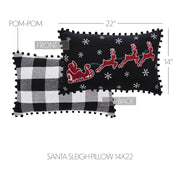Annie Black Check Santa Sleigh Pillow 14x22