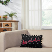 Annie Black Check Santa Sleigh Pillow 9.5x14