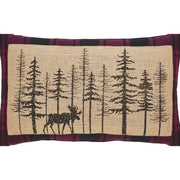 Cumberland Red Black Plaid Winter Forest Pillow 14x22