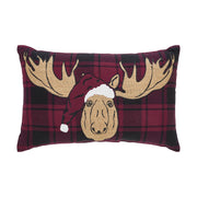 Cumberland Red Black Plaid Holiday Moose Pillow 14x22