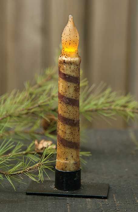 Burnt Ivory Candy Cane Timer Taper - 6"