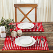 Gallen Red White Placemat Set of 2 Fringed 13x19