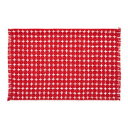 Gallen Red White Placemat Set of 2 Fringed 13x19