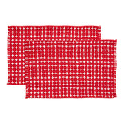 Gallen Red White Placemat Set of 2 Fringed 13x19