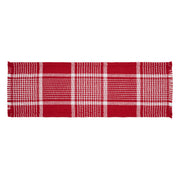 Eston Red White Plaid Runner Fringed 8x24