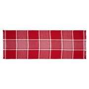 Eston Red White Plaid Runner Fringed 12x36