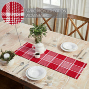 Eston Red White Plaid Runner Fringed 12x36