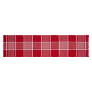 Eston Red White Plaid Runner Fringed 12x48