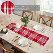 Eston Red White Plaid Runner Fringed 12x48