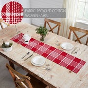 Eston Red White Plaid Runner Fringed 12x60