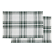 Harper Plaid Green White Placemat Set of 2 Fringed 13x19