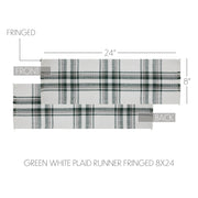 Harper Plaid Green White Runner Fringed 8x24