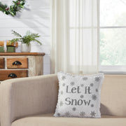 Yuletide Burlap Antique White Snowflake Let It Snow Pillow 12x12